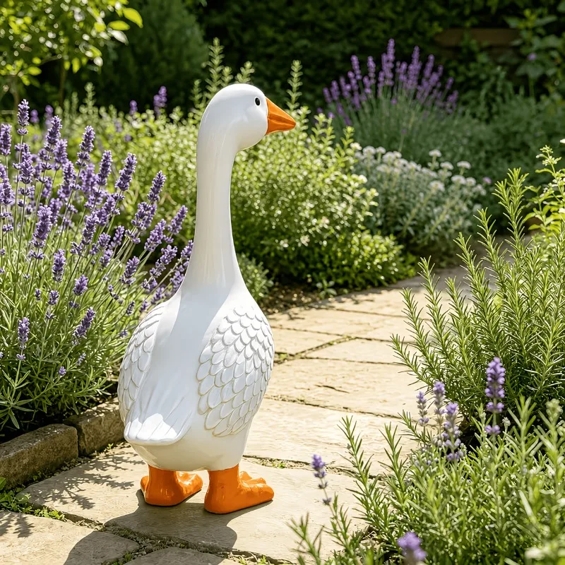 1 PCS Courtyard Decoration Goose Ornament Outdoor Resin Goose Statue Lawn Garden Farmhouse Style Garden Decoration