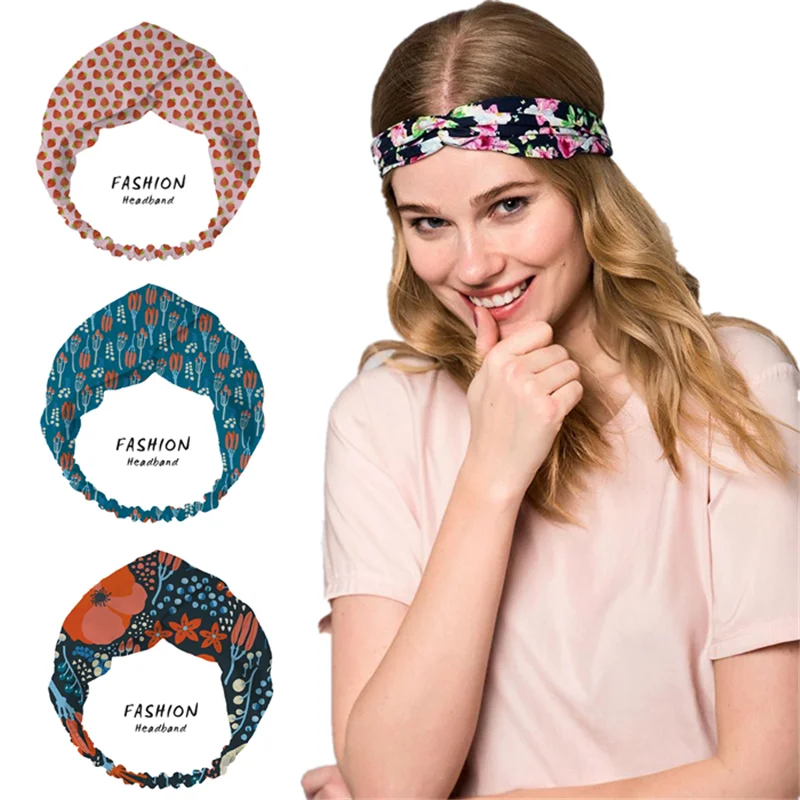 Women Girls four seasons Hair Bands Strawberry Print Headbands Turban Bandage Bandanas HairBands Hair Accessories Headwrap