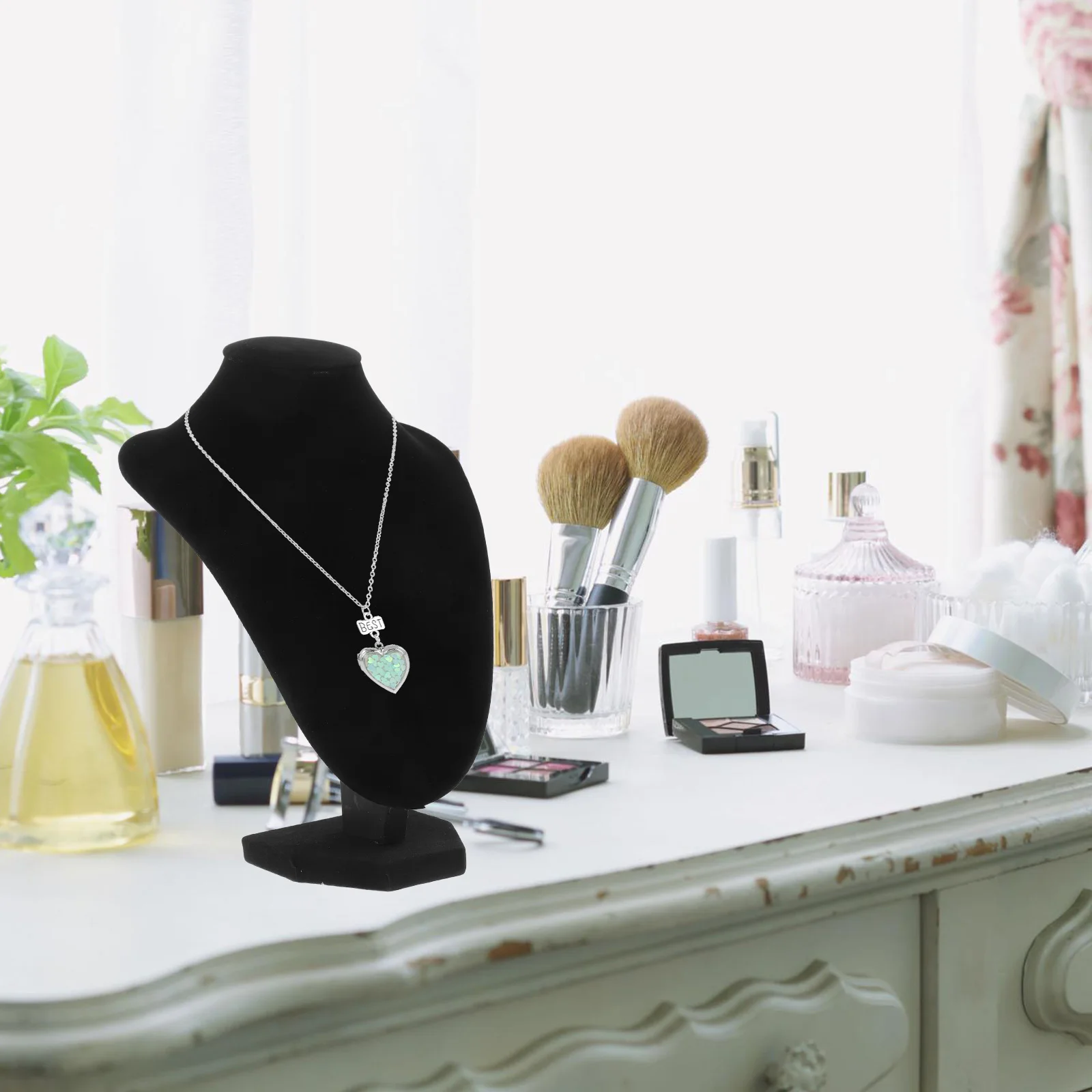 

V-shaped Necklace Display Stand Jewelry Bust Black Protective Mannequin Model Adjustable Height necklace display stand black