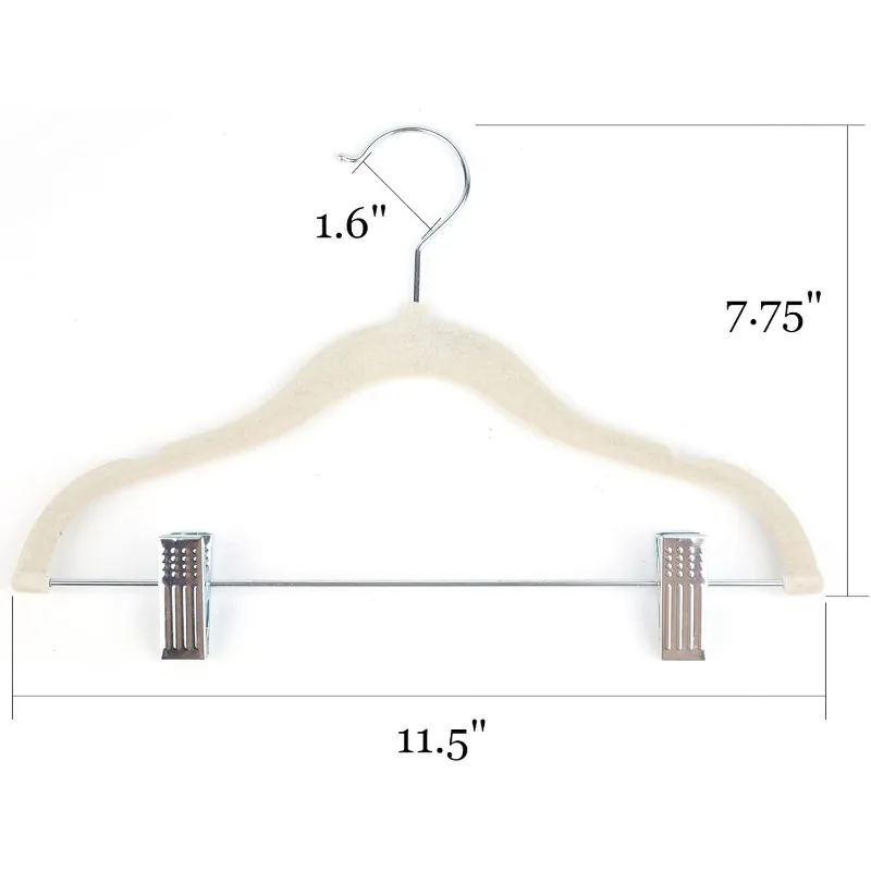 30 Pack Kids Velvet Hangers Children's Clothes Hangers Baby Hangers with Clips - Cream