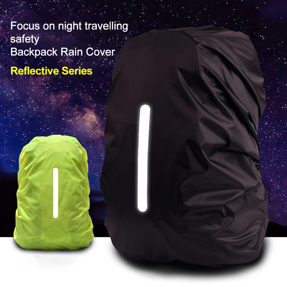 Reflective Waterproof Backpack Rain Cover Outdoor Sport Night Cycling Safety Light Rain Cover Case Bag Camping Hiking 10-70L