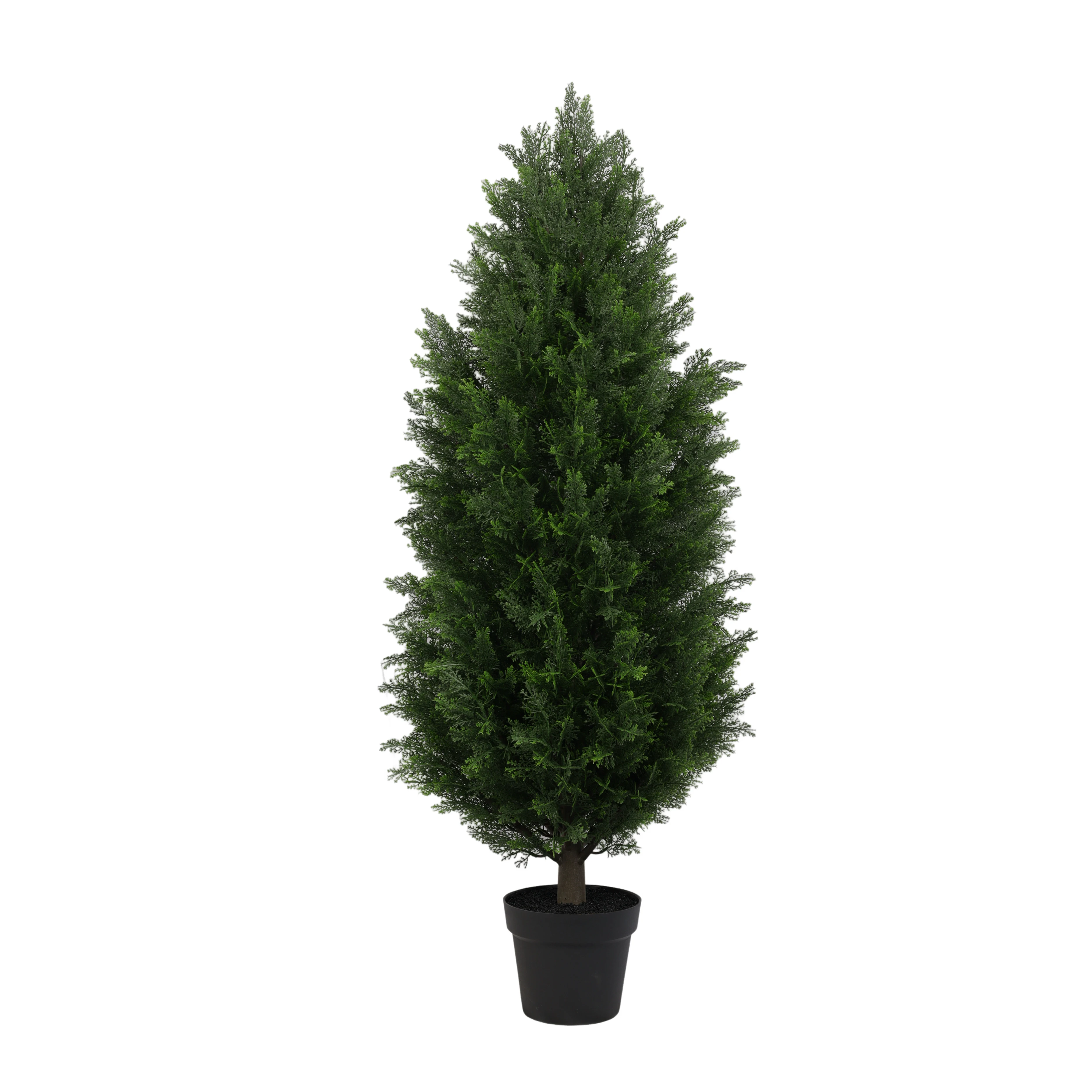 Kunstmatige cipres, ceder en buxus planten met plastic potten, voor binnen en buiten, tuin, veranda, decoratie, bomen, struiken, in potten.