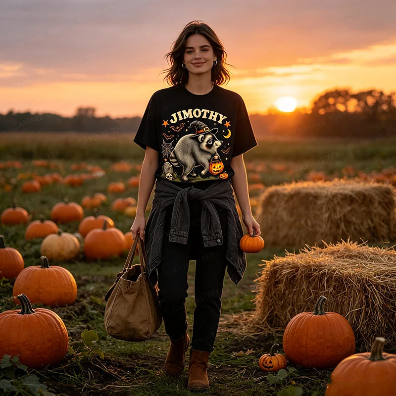 Jimothy Seattle Raccoon Halloween-Shirt, lustiges Tier-Meme-T-Shirt, Y2k Spooky Season, Trick or Treat Nights Wizard Jimothy Tees – Detail 4