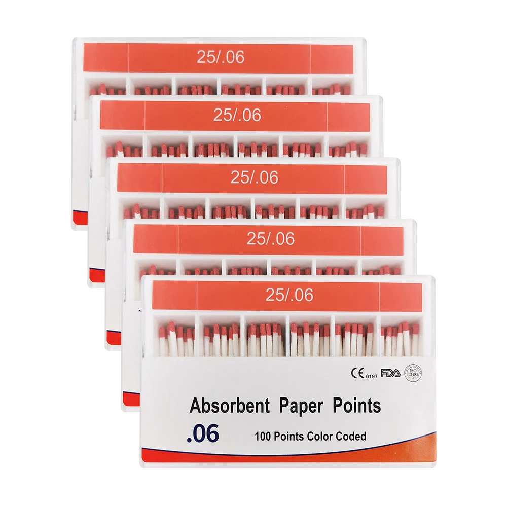 5box 0.06 Taper Dental Absorbent Paper Points 25# 30# Paper Points Root Canal Absorption Pure Cotton Dental Gutta Point