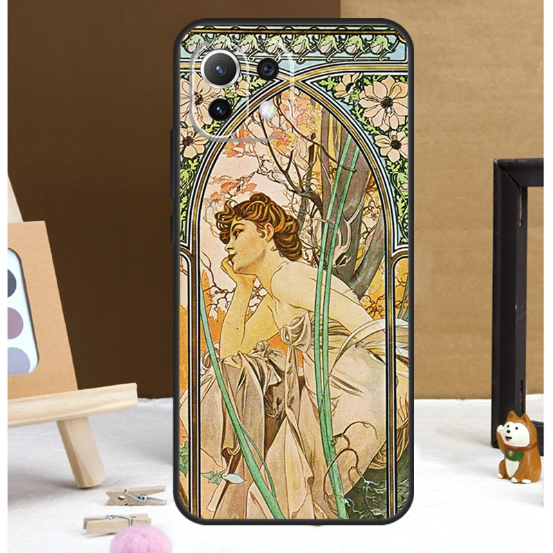 Alphonse Mucha Painted Case For POCO X6 Pro M6 X5 X3 Pro M5s F3 F5 Xiaomi 14 13 Ultra 12 Lite 11T 12T 13T Pro Cover