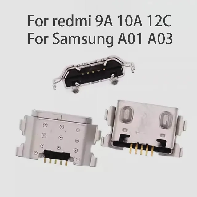 2szt Micro USB 5-pinowe złącze portu ładowania Nowa wtyczka do Xiaomi Redmi 9A 9C poco C3 Samsung A01 A03 Core M01 Naprawa portu