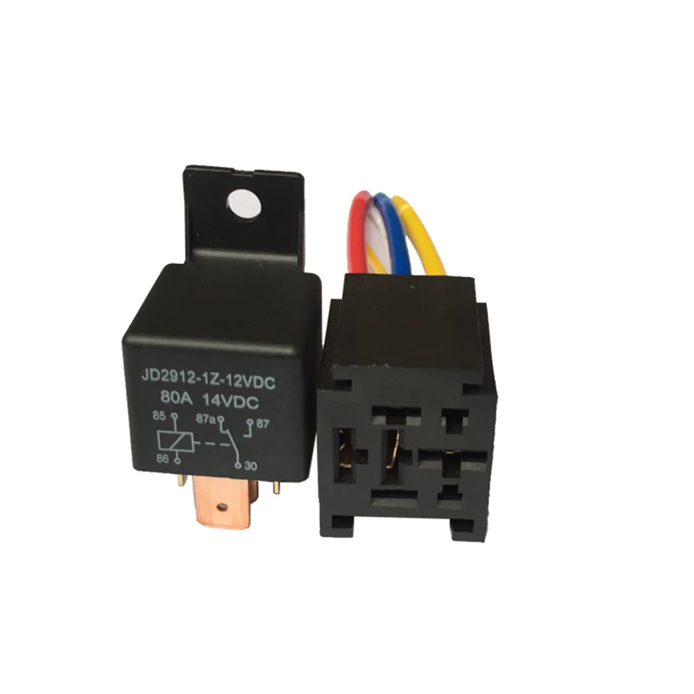 

Automotive 12V 80A Car Relay For Control Alarm Horn Headlight Universal Auto Relay Socket Base Holder Black