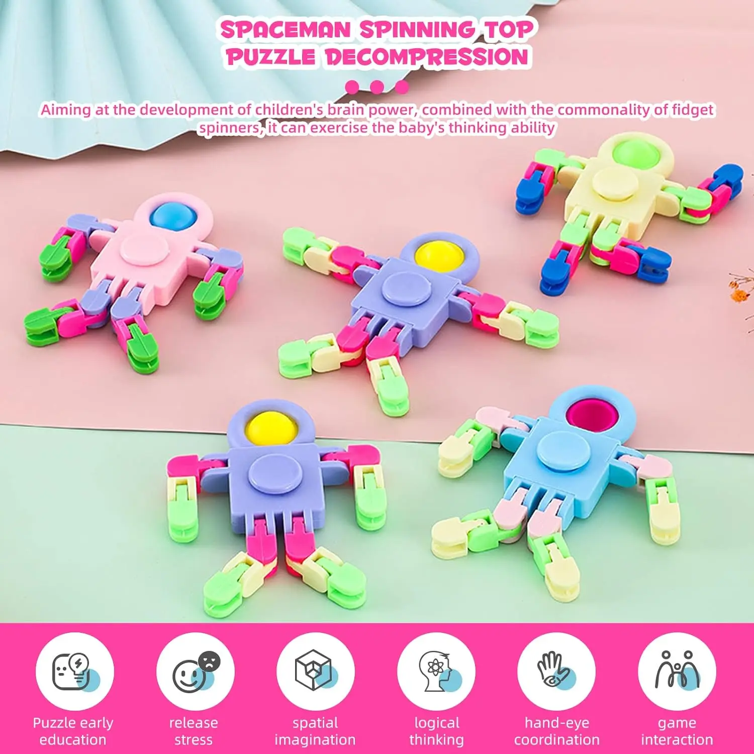 4-pak Fidget Sensoryczne zabawki Spinner Transformable Chain Robot Fingertip Toy Stress Relief Fidget Toy Urodzinowy prezent szkolny