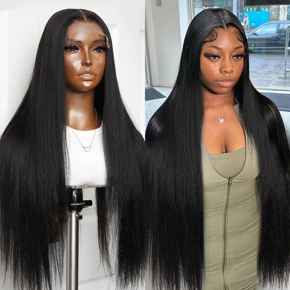 20 Inch 13x6 HD Transparent Straight Lace Front Wig Lace Frontal Human Hair Wig 200 Density PrePlucked For Black Women