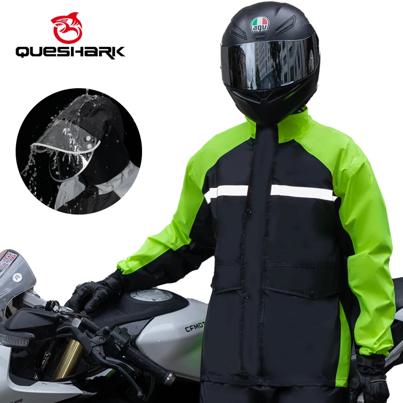 

Мужской велосипедный дождевик, ветрозащитный плащ для верховой езды + брюки со светоотражающими полосками для тяжелого штормового мотоцикла, поездок на работу