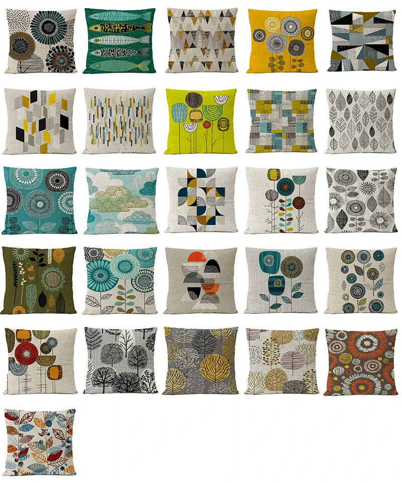 Funda de cojín Floral geométrica rústica, funda de almohada de flores , decoración del hogar, funda de almohada decorativa