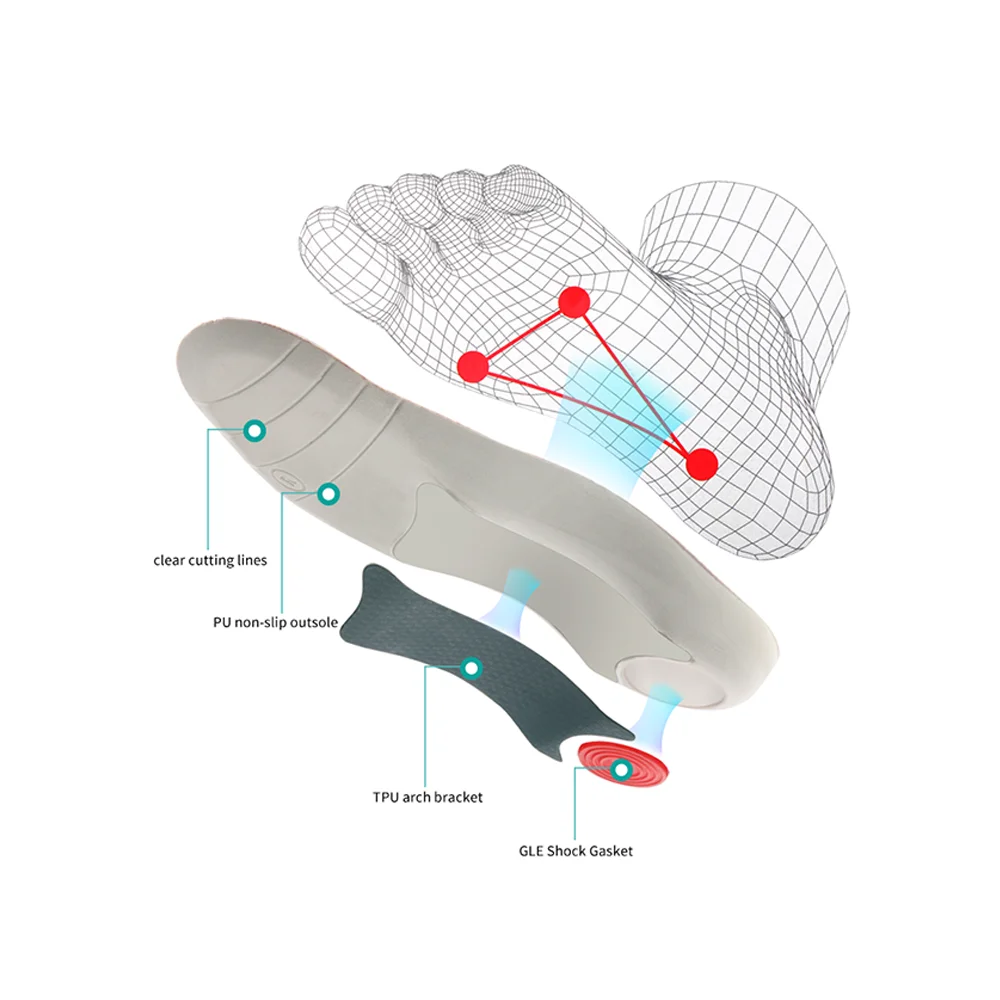 Corrective half size insole seven point insole flat arch support corrective insole sweat absorbing sports insole