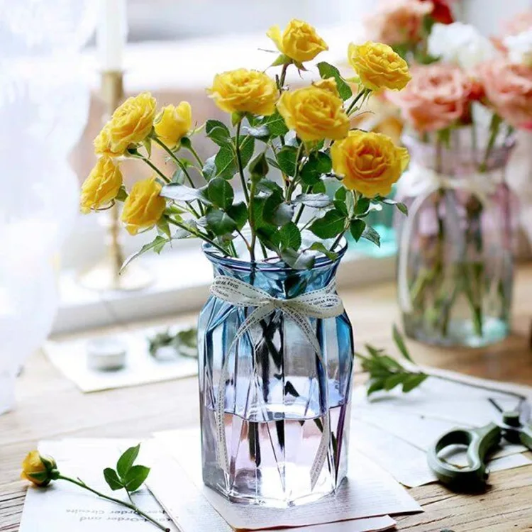 

New Creative Color Glass Vase European Water Culture Flower Modern Minimalist Small Fresh Home Decoration Desktop Ornaments