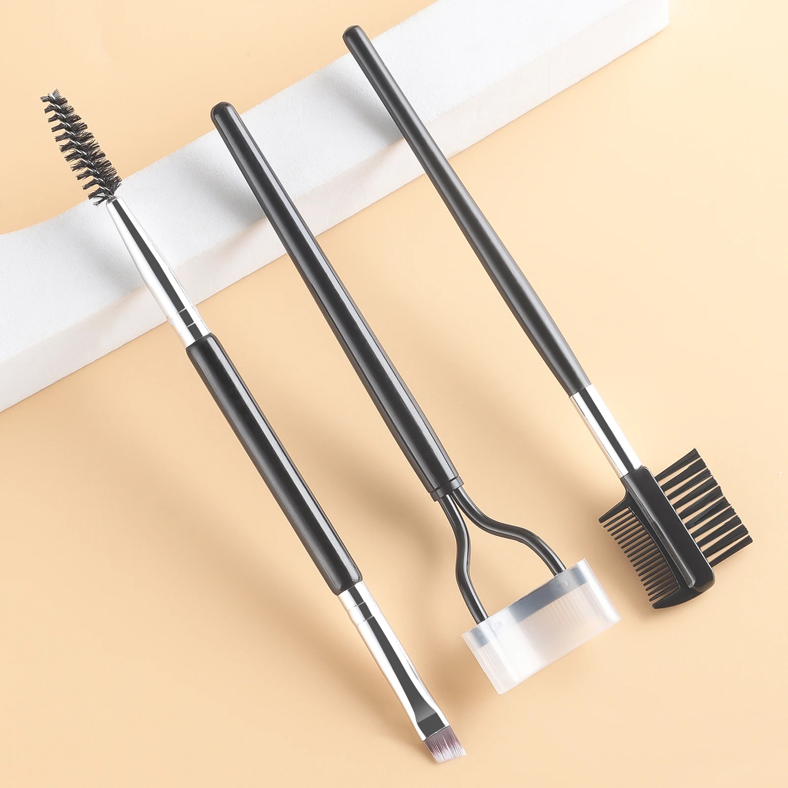 Eye Makeup Tool Set,3pcs Double Head Eyebrow Brush Eyelash Curl & Fine Eyebrow Brush Comb & Eyelash Separator Soft