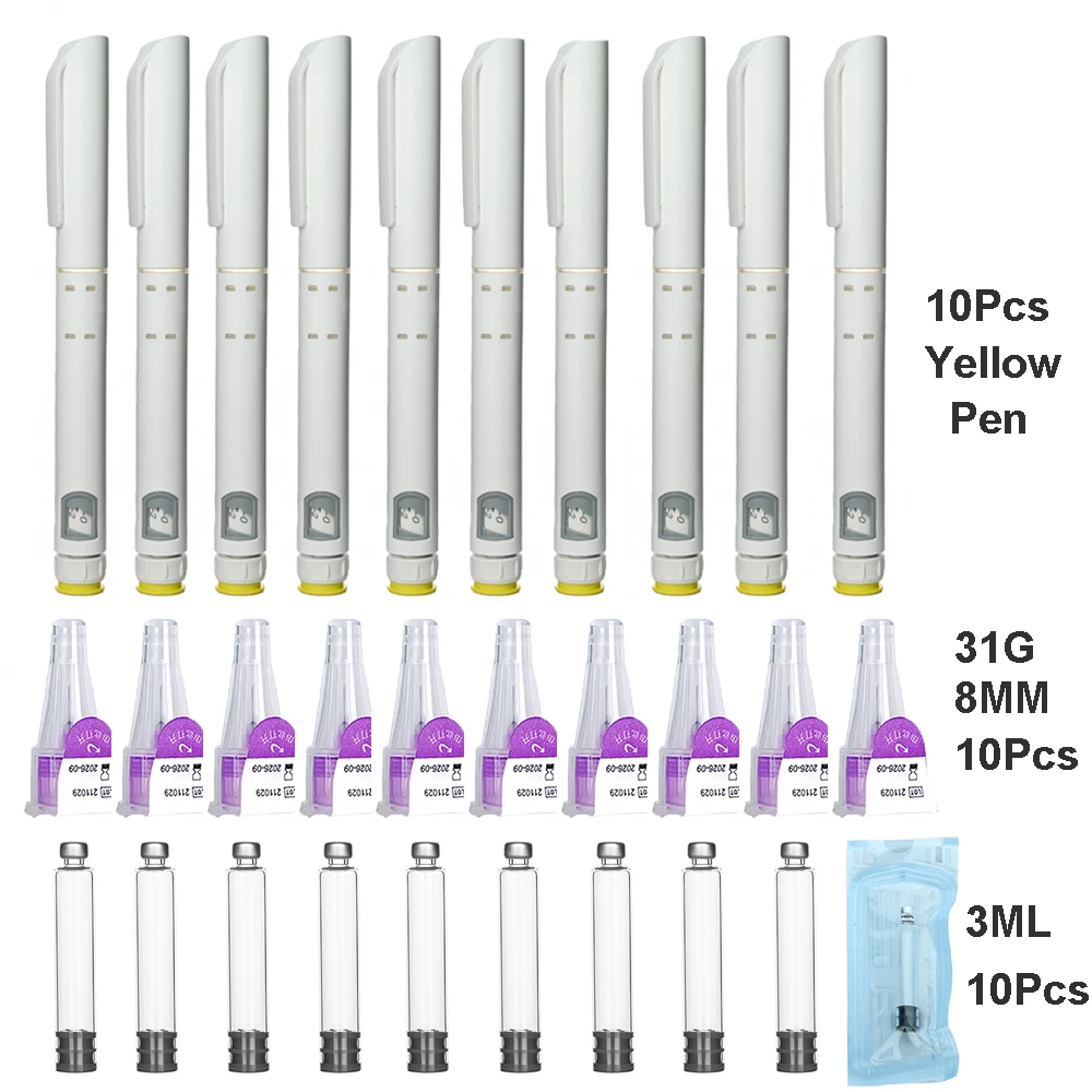 10Pcs Mixed Pack 60U Disposabel Injection Pen Peptide Pen Magic Pen With Sterile 3ml Glass Vials 31G 8MM Needle image 3