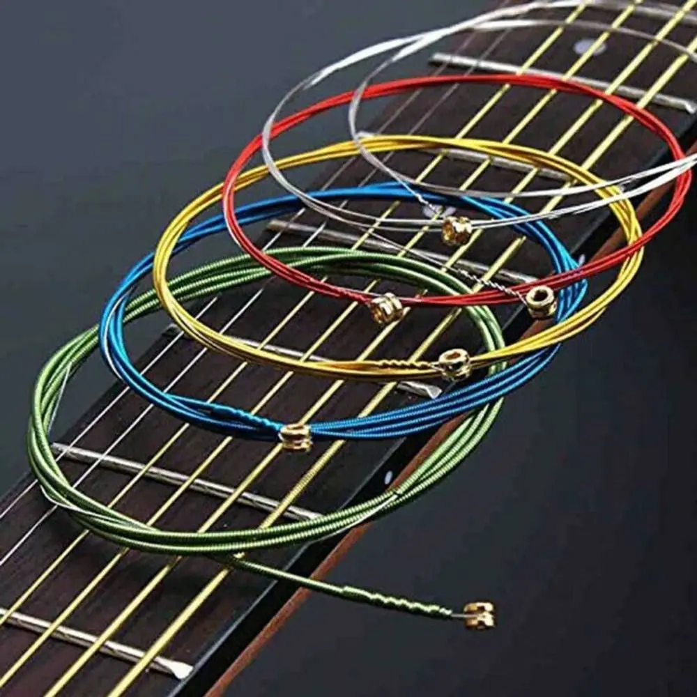 6Pcs/Set Acoustic Guitar Strings Rainbow Colorful Guitar Strings E-A For Acoustic Folk Guitar Classic Guitar Multi Color Parts