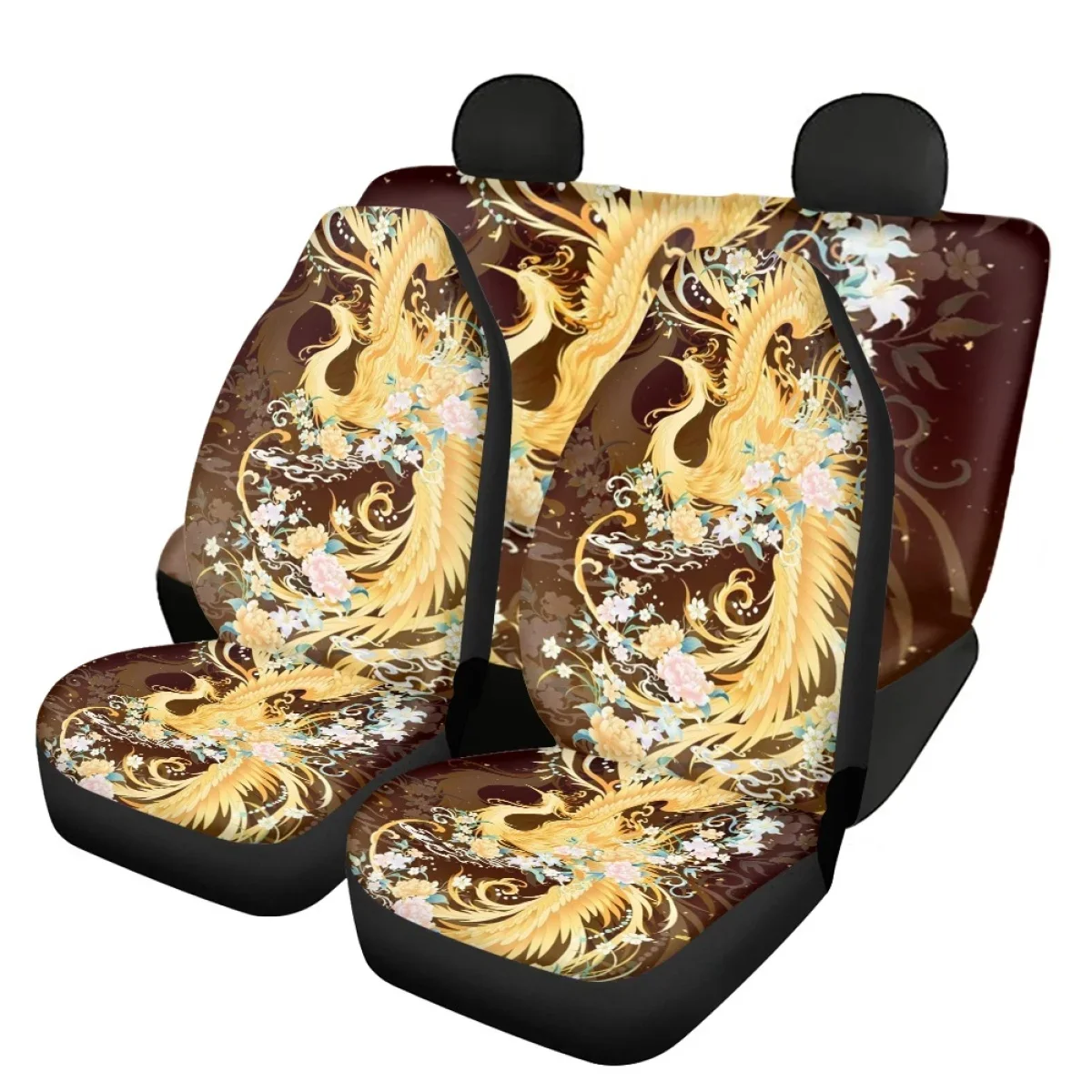 Phoenix with Flowers Front and Back for Vehicle Seat Covers Soft Car Seat Cover Easy to Install Full Set Interior for Women Men