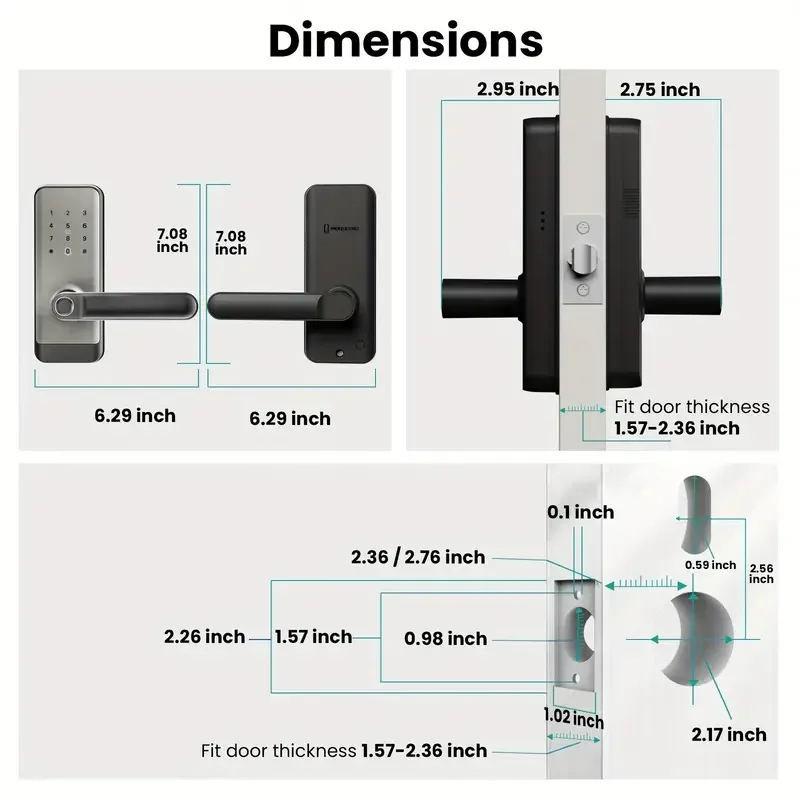 Smart Door Lock com alça, impressão digital Door Lock, entrada sem chave, teclado digital, Deadbolt