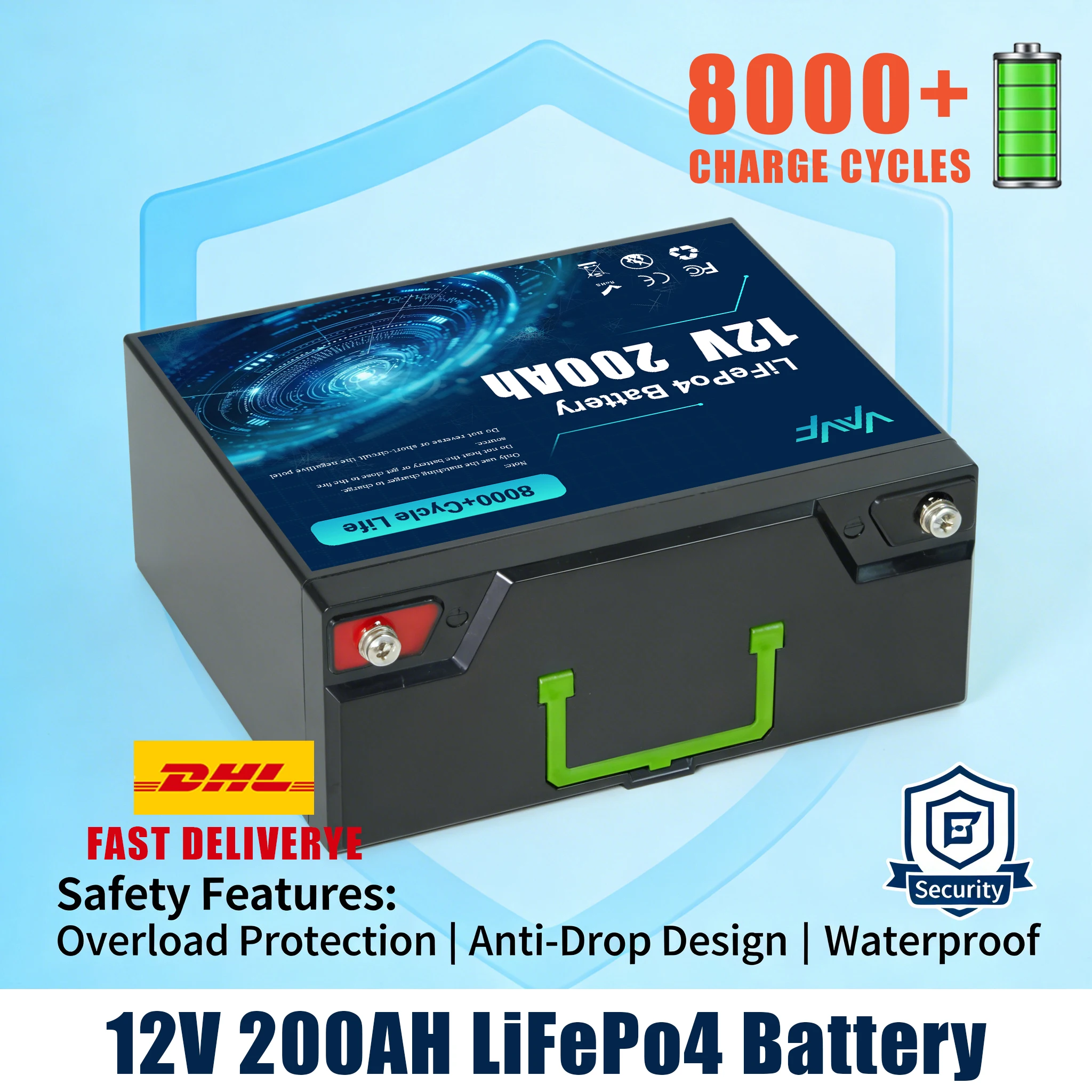 

Аккумулятор LiFePO4 ️ 12В 200Ач со встроенной BMS ❄️ 8000+ циклов работы. Идеально подходит для солнечных энергосистем, автодомов, морских судов, внедорожных поездок.