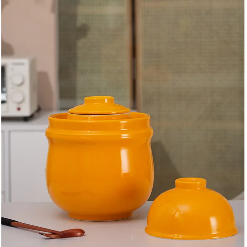 Household Large Kimchi Jar Sealing With Cover Sour Pickle Pot Jingdezhen Ceramic Food Container Multifunctional Kitchen Utensils