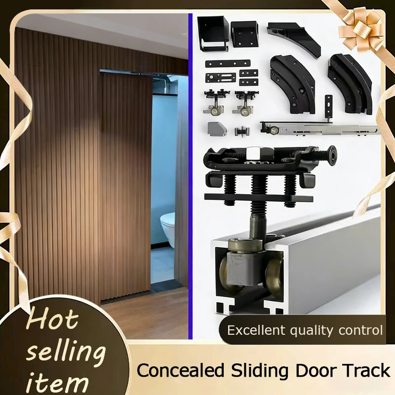 

Push Type Bus Door Sliding Soft Close Buffer Rail System Silent Flat Hanger Pulley For Bedroom Wardrobe Hidden Hardware Kit