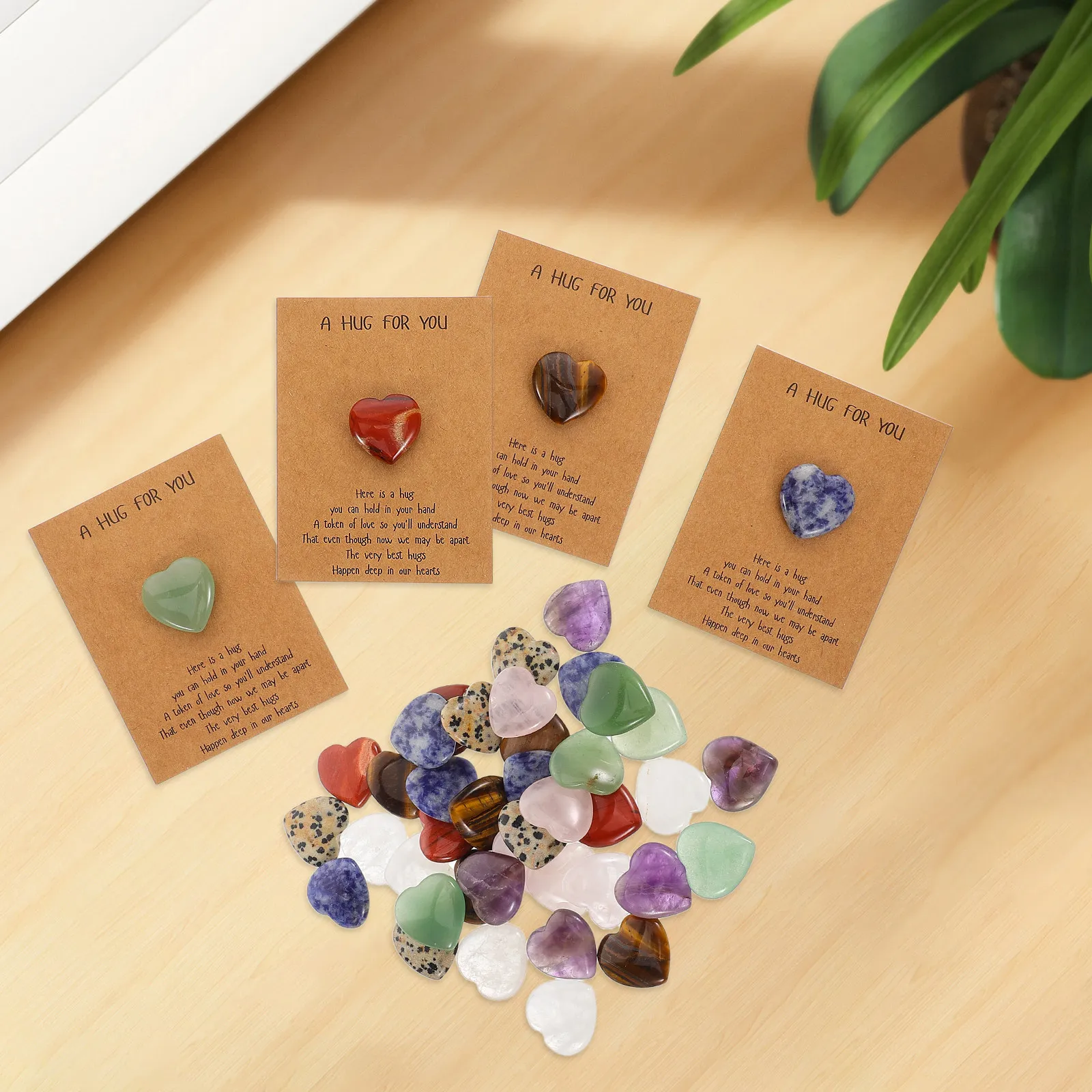 

40 Sets Natural Stone Crystal Gem Greeting Cards Valentines Romantic Present Exchange Cards Party Favor Birthday Holiday