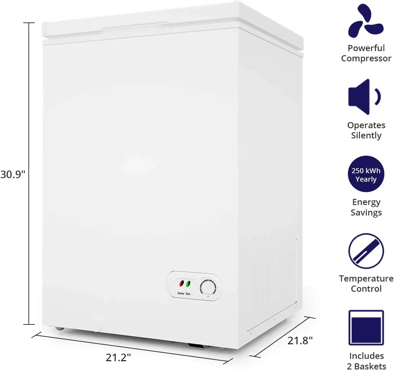 Gefriert ruhe 3,5 cu ft mit 2 abnehmbaren Körben-Reichweite in Gefrier schrank Brust leise kompakte Gefriert ruhe 7 Temperature in stellungen