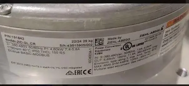 

2025.4 R.H5 Machine 6RH56I-ZII-ZIDGL.CR Xerox ZIEHLABEGG New Original Centrifugal Air-