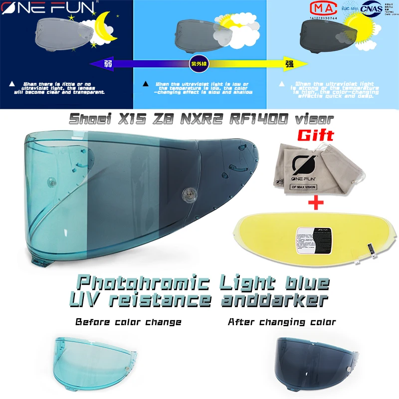 Photochromic Visor for SHOEI Z8 RF1400 NXR2 X15 X-SPR PRO X-Fifteen Helmet Visor Replacement,Windshield Lens,Uv-Protected