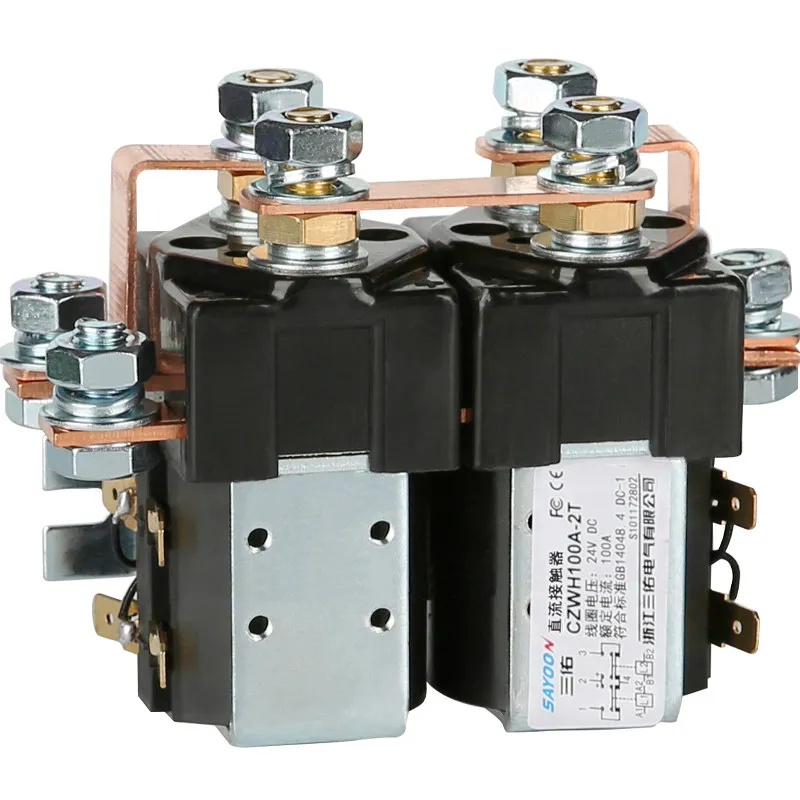 Dual Circuit Changeover DC Contactor 2NO 2NC 100A High Power Switch for Motor Forward Reverse