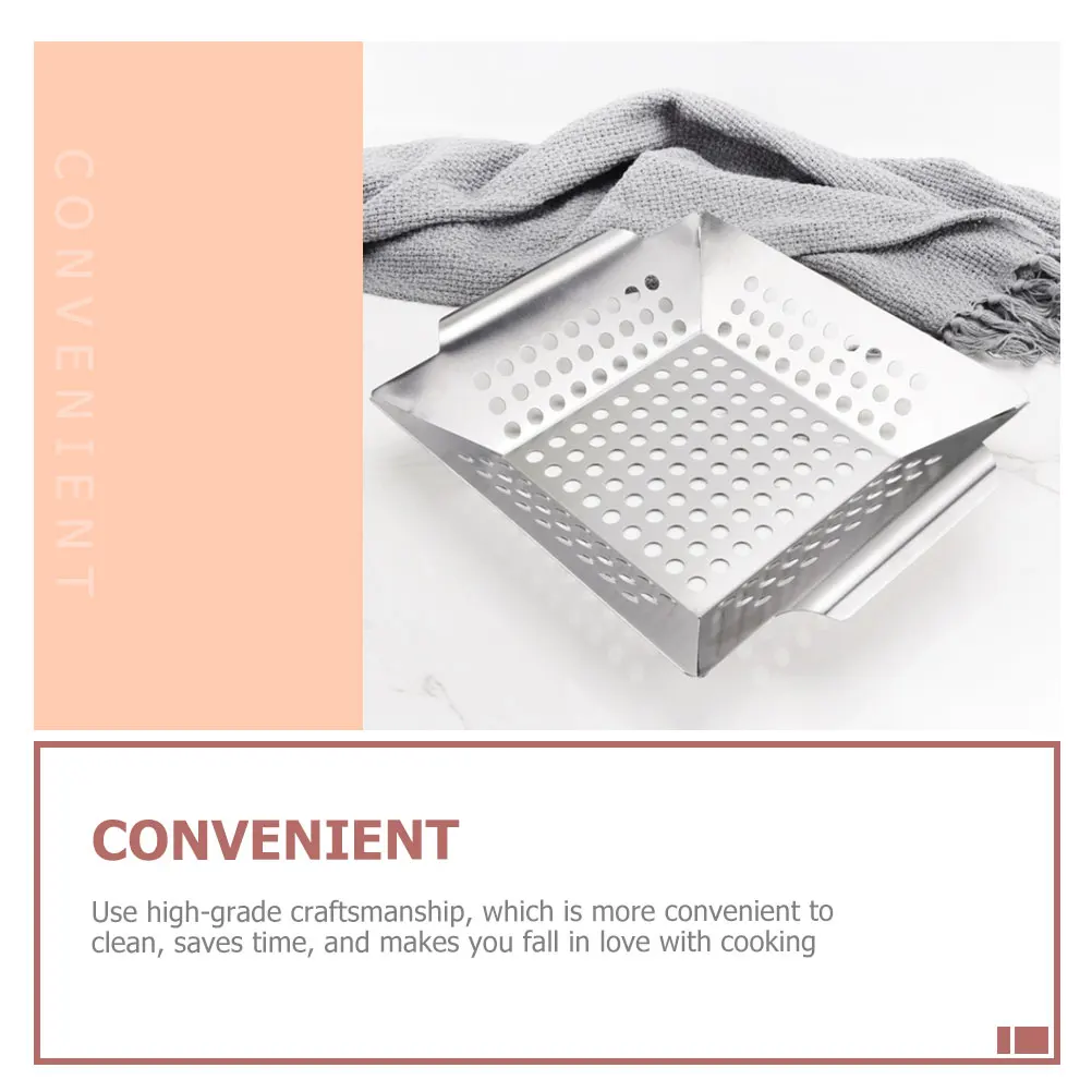 

2pcs Reusable Barbecue Baskets Portable Camping Grilling Baskets Multi-Function Draining Outdoor Bbq Grill Vegetable Basket