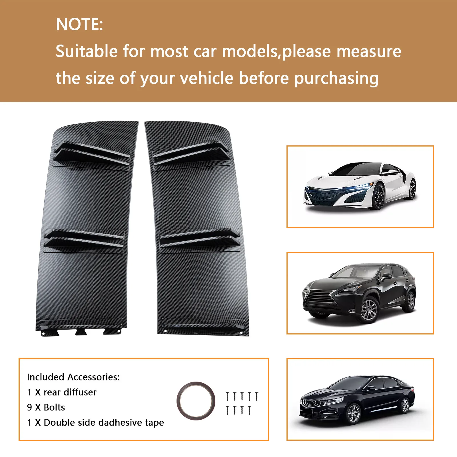 US Rear Bumper Diffuser Splitter Lip Carbon Look Shark Fin For Chrysler 300