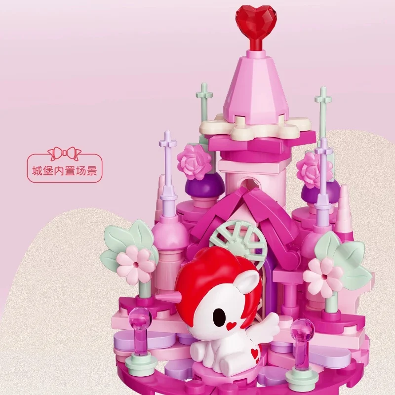 JAKI Tokidoki Building Blocks Lighthouse Model Pink Heart Decor Glowing Night Light Desktop Ornament Gift For Adult Women view 6