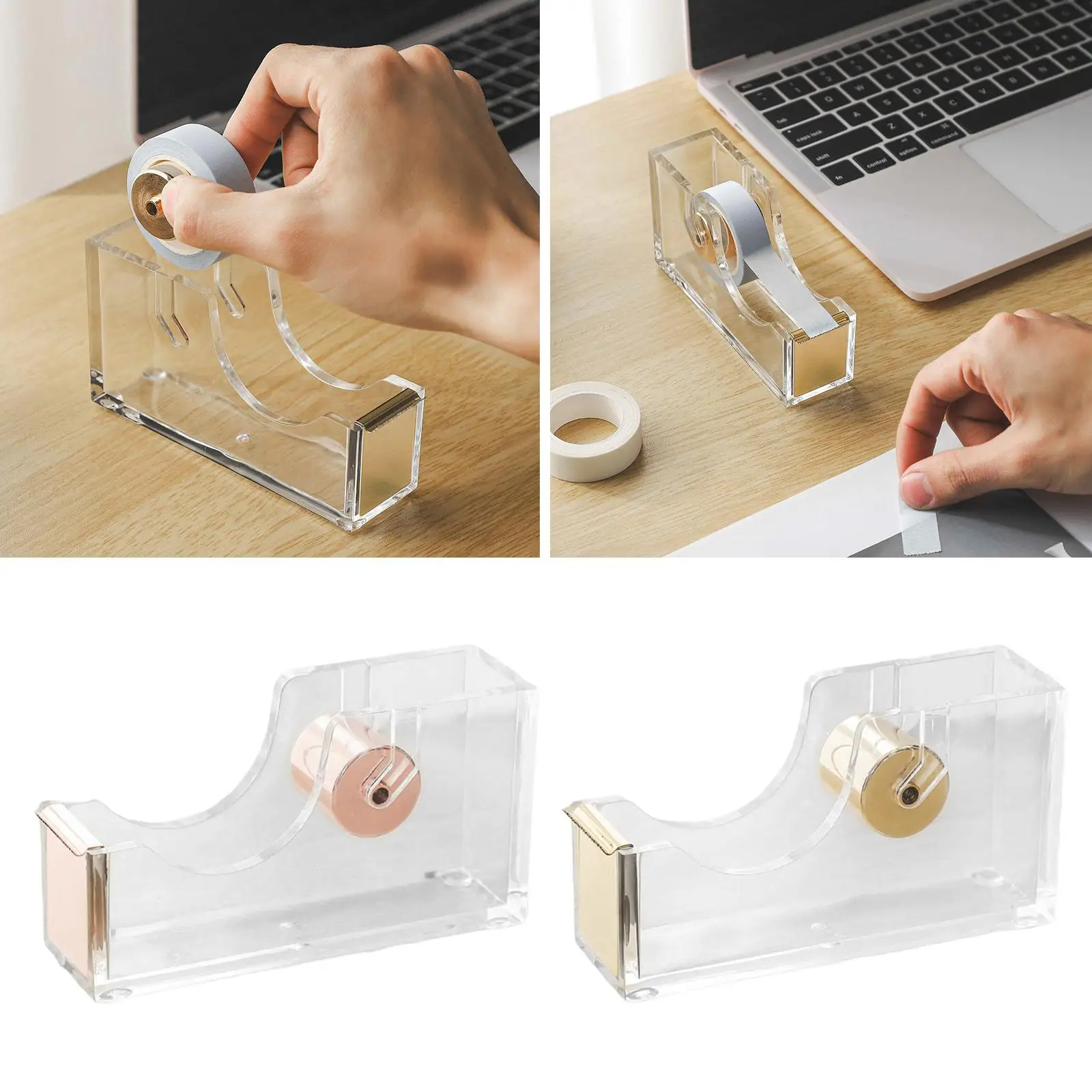 Dispensador de fita acrílica para desktop e home office, suporte transparente, acessório moderno, organização elegante disponível, 1 pc