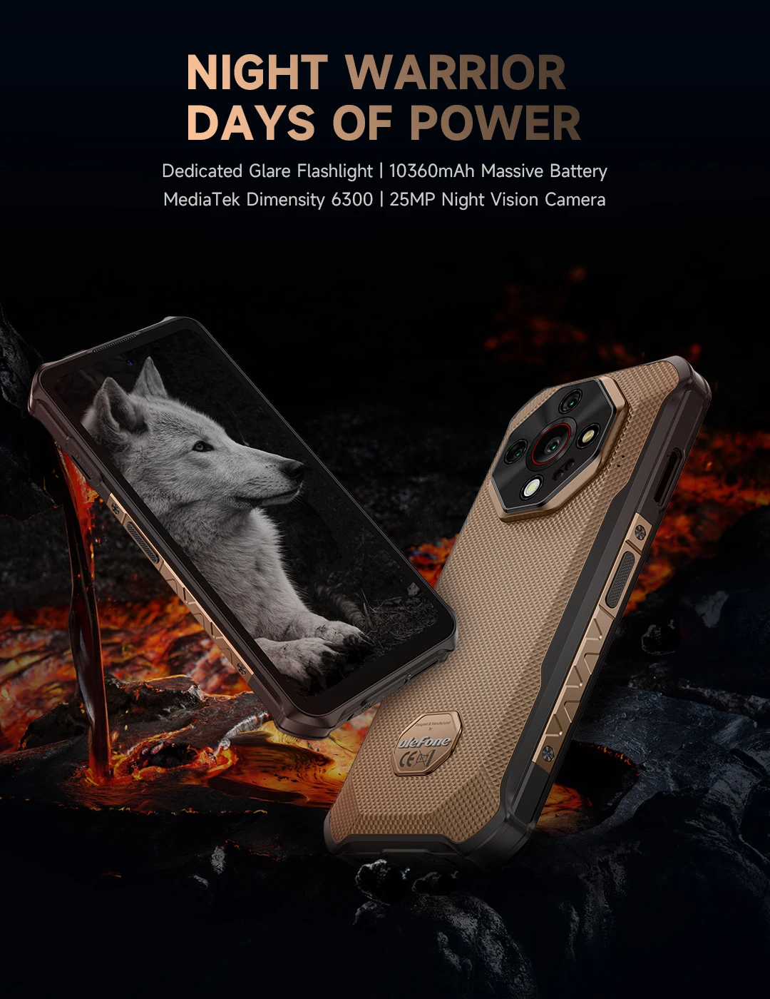 Ulefone Armor X16 Pro 10360mAh Glare Flashlight 5G Rugged Phone Smartphone Android 15 Up to 16GB+256GB 64MP Main Cam 6.56" 120Hz