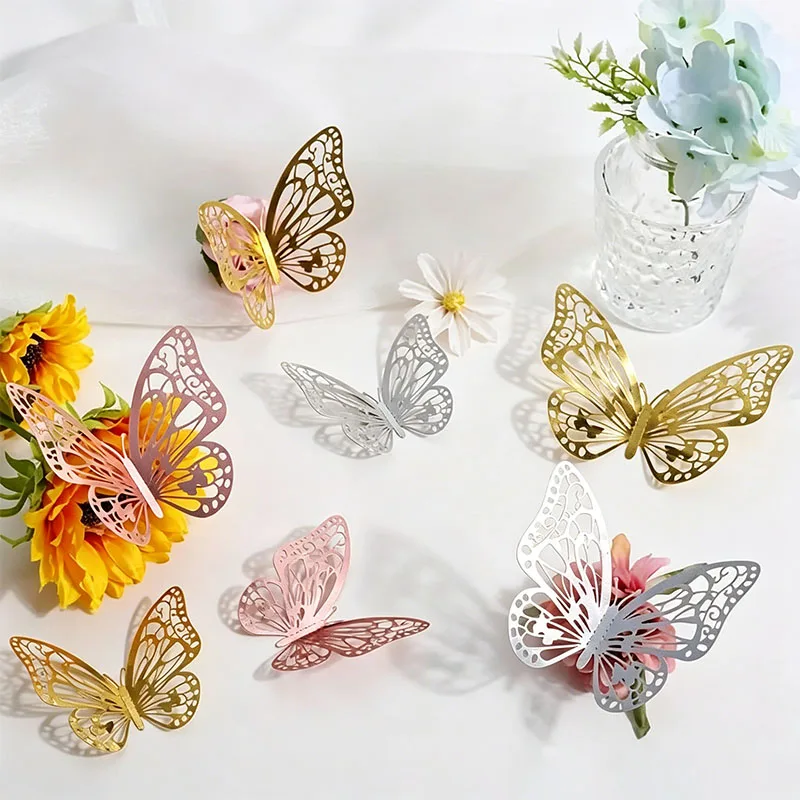 12pcs 3D Butterfly Portrait Photography Background Decoration Colorful Butterflies Parties Birthdays Backdrop Wall Stickers Prop