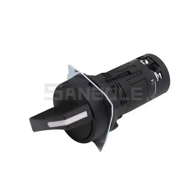 5pcs Knob Rotary Switch Plastic Latching Round XB7-ED33 Handle Control Button Three positions Self-locking 22MM Black