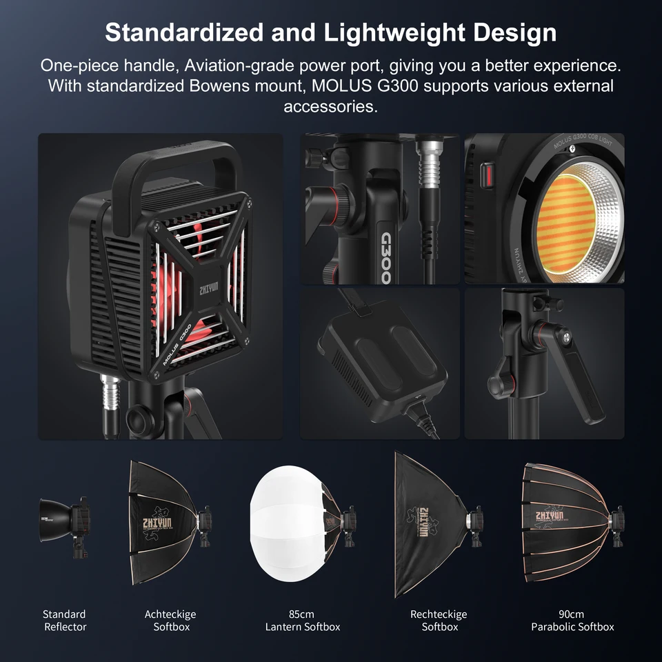 ZHIYUN Official MOLUS G300 300W COB LED Light 2700K-6500K Video