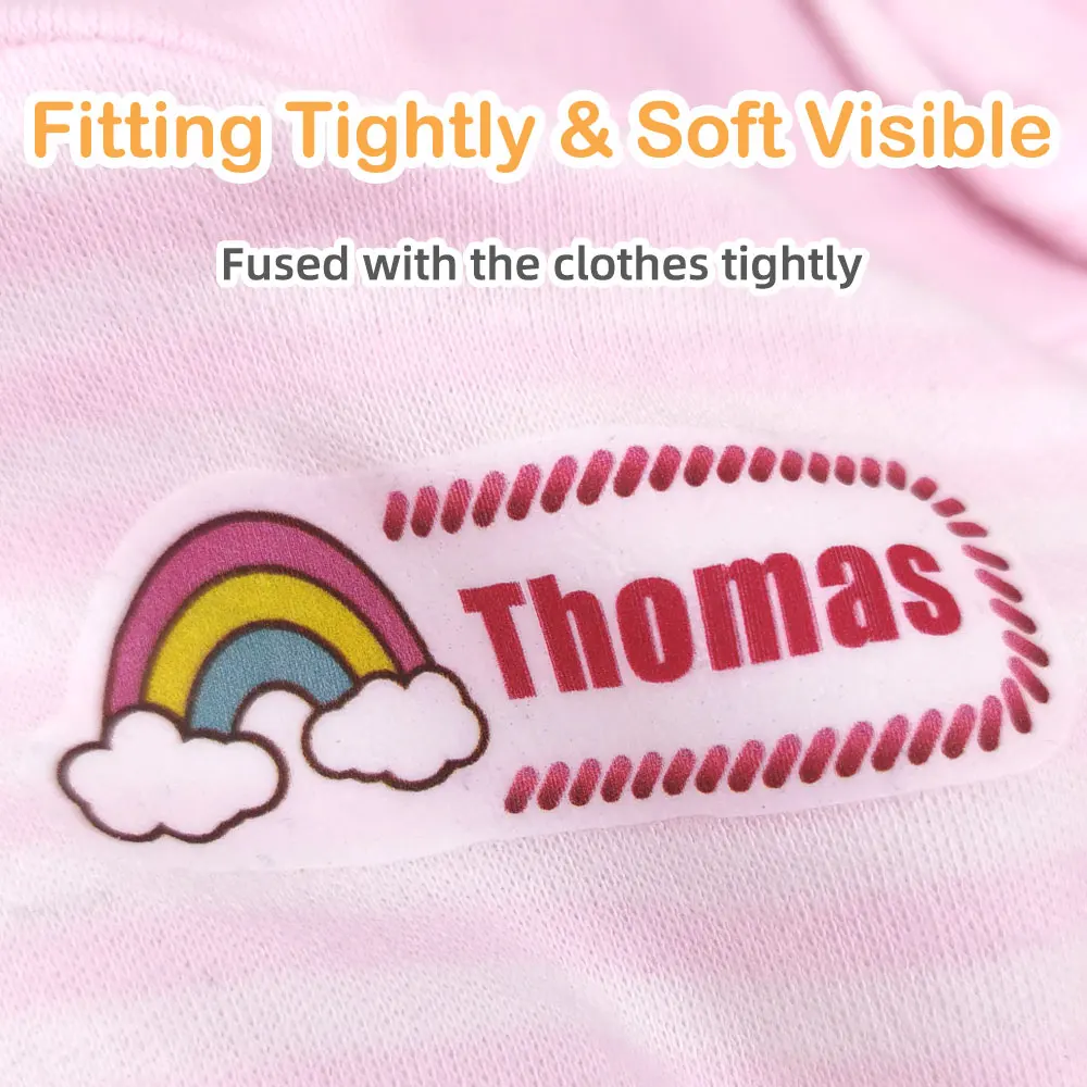 Custom Name Sticker for Kids Clothes Personalized Iron on Tag Uniform Label Waterproof Heat Transfer Vinyl Stickers T-shirt