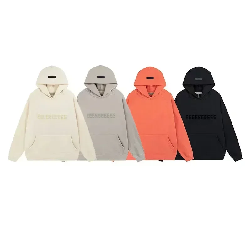 FW22 Heren Hoodies Jogging Set Luxe Design Borst Twee Rijen Pluche Letter Hoodie Dames Losse Hoodie Mode Unisex Broek Set - afbeelding 2