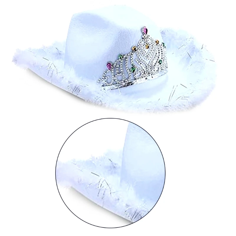 Large Brim Women Fedoras Hat for Winter Autumn Elegant Lady Felt Church Cowboy Hat with Adjustable Chin Belt