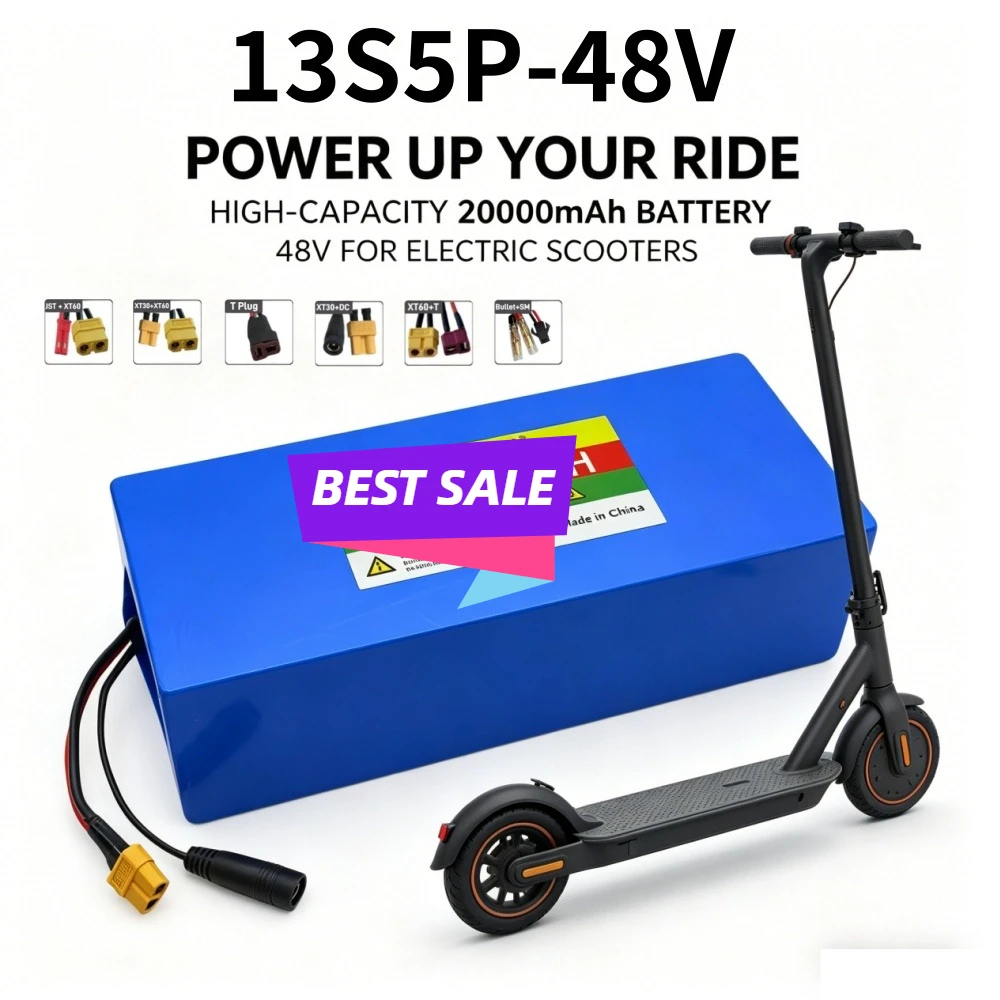 48V 13S5P 18650 20000mAh lithium battery suitable for electric scooters, mountain bikes 250-1000W + charger