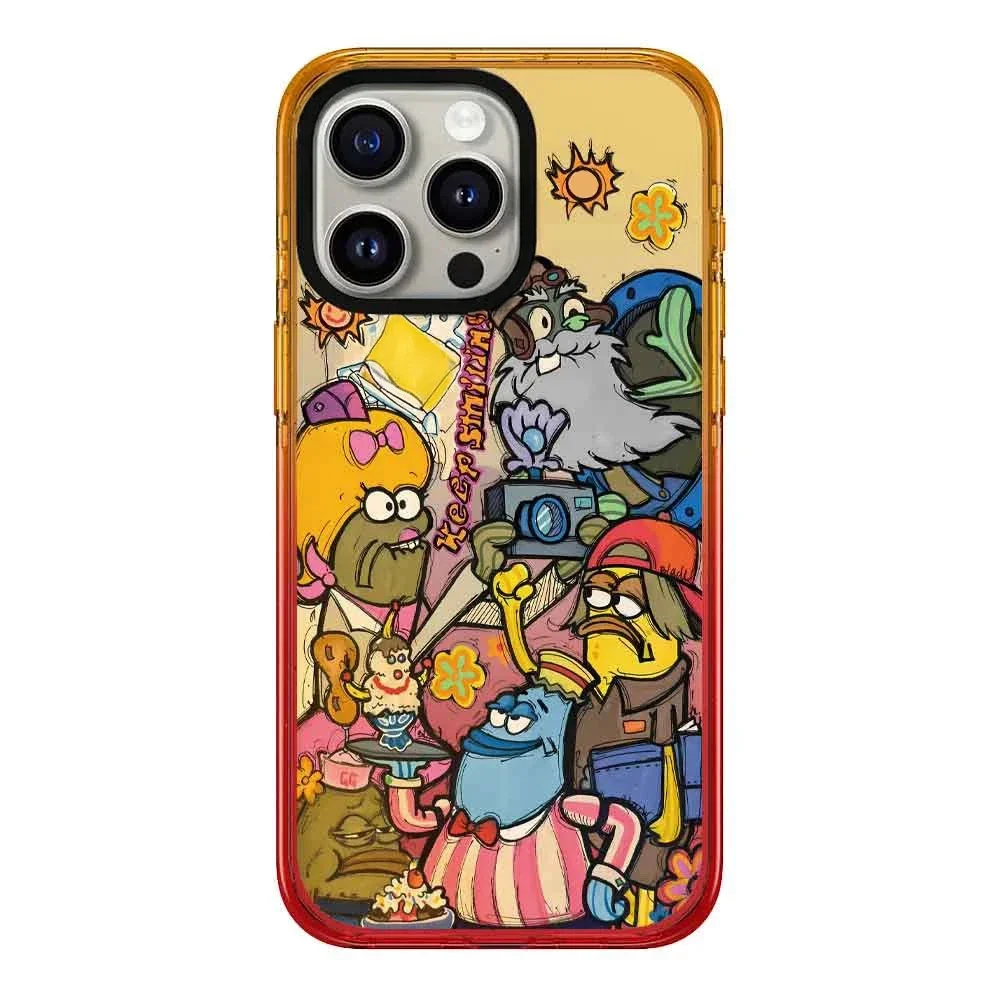 

Cartoon Peach Orange Border iPhone 12 13 14 15 16 Pro Max Protective Case, Fits iPhone 16 Pro Max