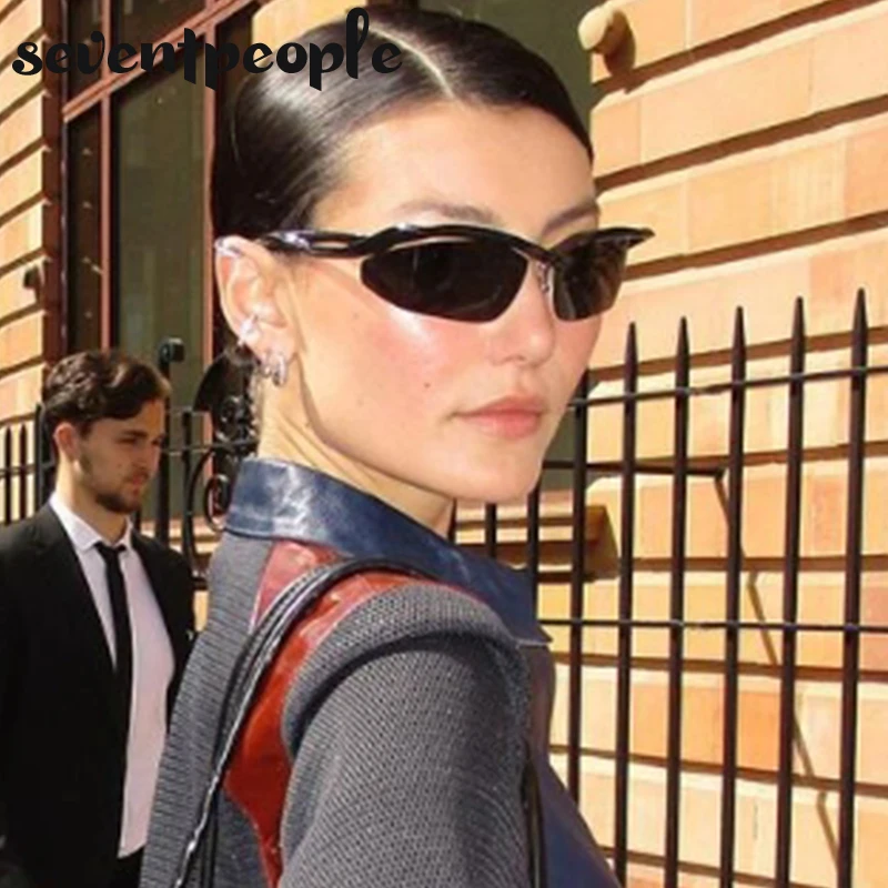 شبه بدون شفة عين القط النظارات الشمسية النساء 2025 العلامة التجارية الفاخرة مصمم تتجه الرياضة Y2K فاسق نظارات شمسية للسيدات ظلال نظارات #6