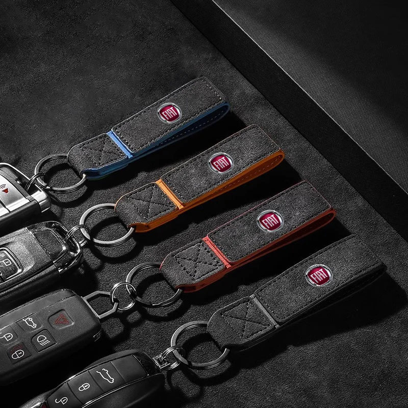 Material Suede Leather Keychain Business Key Men Women For Fiat Logo Viaggio Abarth 500 Punto Bravo Panda Tipo Stilo Ducato