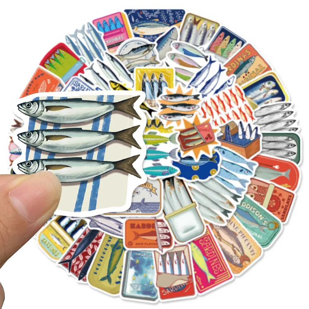 50 قطعة السردين المعلب الكتابة على الجدران ملصقات الديكور الأمتعة الهاتف الغيتار سكيت كوب خوذة الثلاجة ملصق مضاد للمياه ألعاب أطفال
