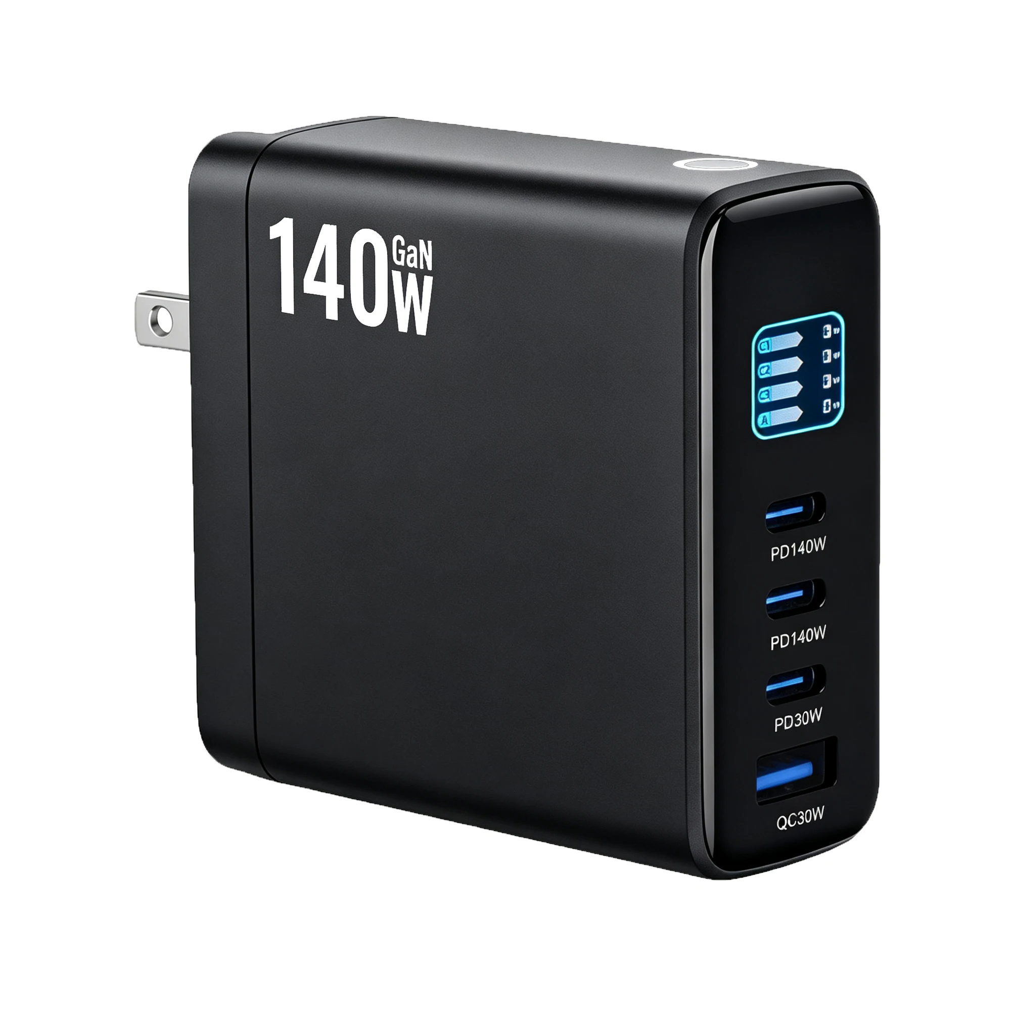 

140W GaN USB Charger 3C1A Desktop Fast Charge USB Type C Charger LED Display Charger For iPhone Xiaomi Smartphone Laptop