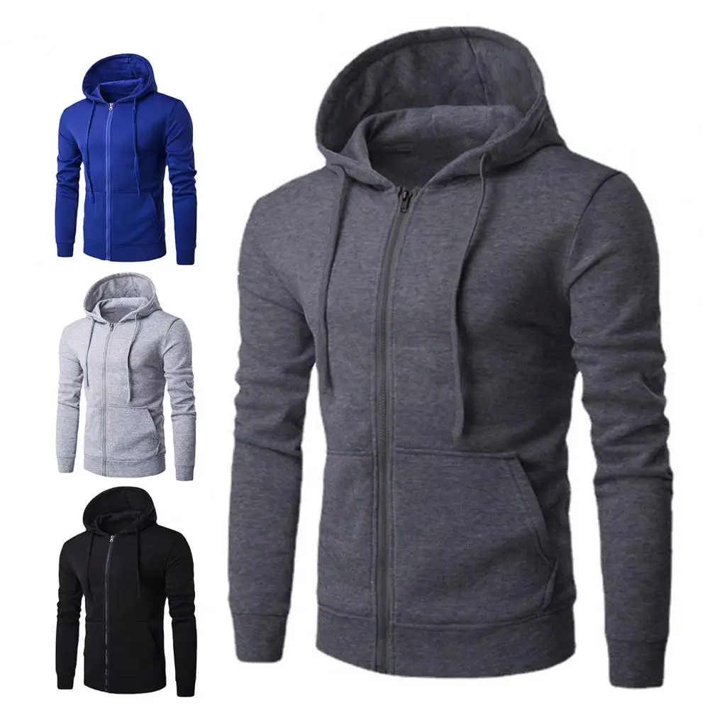 

Popular Men Sweatshirt Hoodie Side Pockets All-matched Slim Fit Casual Sweatshirt Casual Sweatshirt Skin-friendly