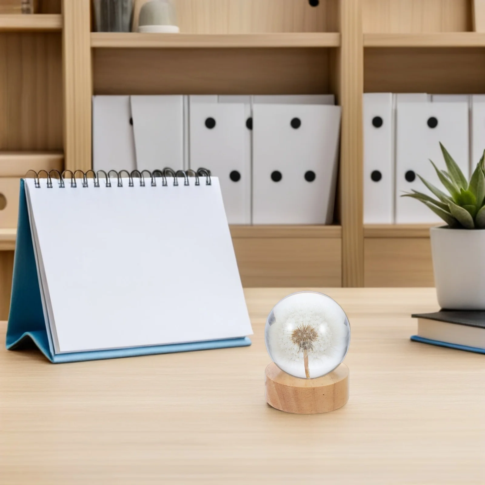 

1 Set Dandelion Crystal Ball Night Light Engraved Flower Globe Lamp Solid Wood Base Bedroom Decorative Nightstand LED Ambient