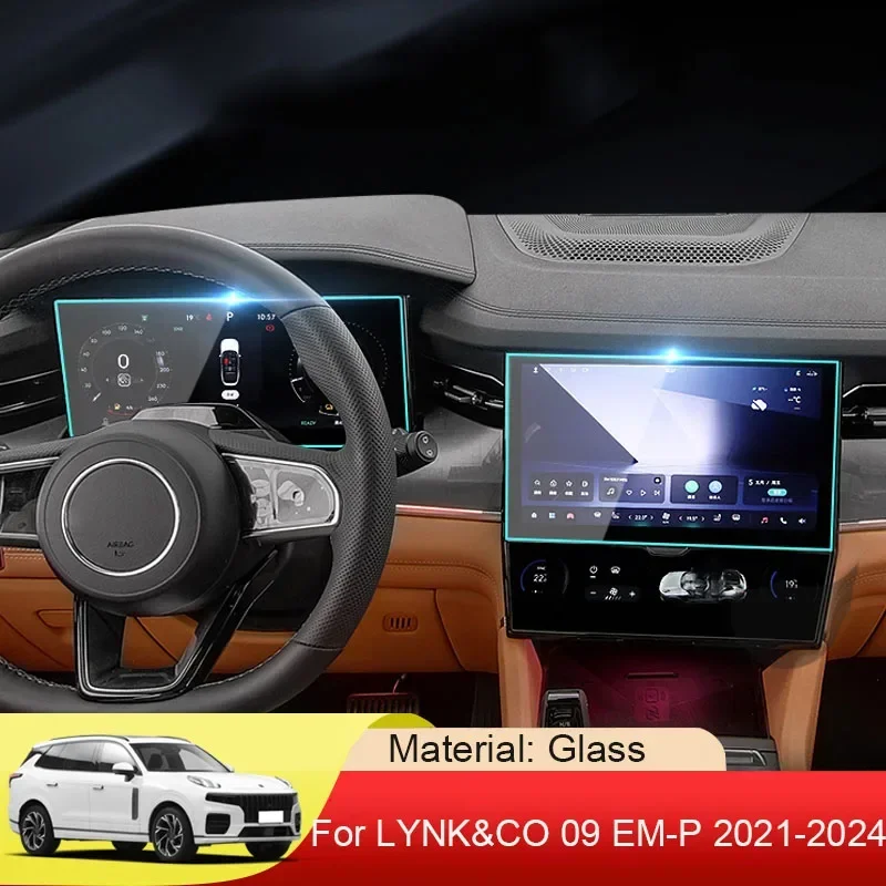 

For LYNK&CO 09 EM-P 2021-2024 Car GPS Navigation Screen Protect Tempered Film Auto Dashboard Display Sticker Internal Accessory
